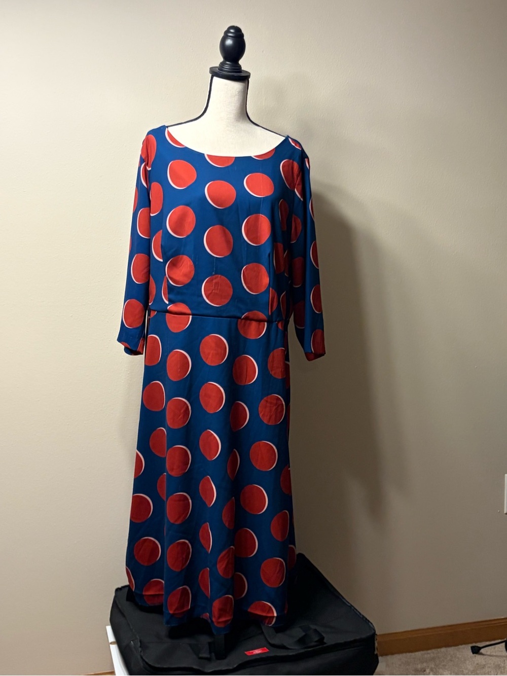 Blue & Red Polka Dot Maxi Skirt